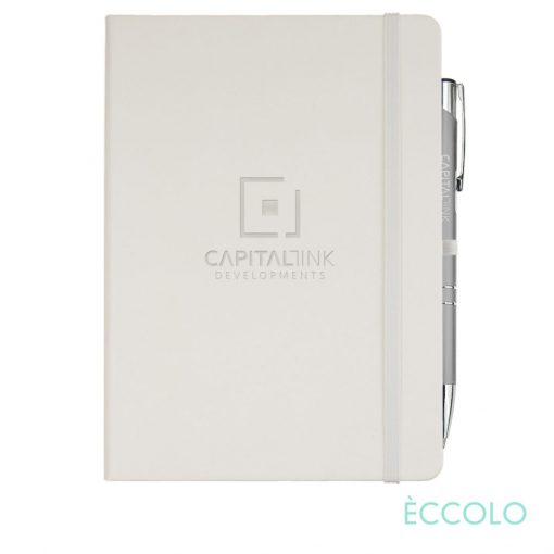 Eccolo® Cool Journal/Clicker Pen - (L) White