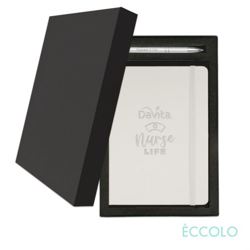 Eccolo® Cool Journal/Clicker Pen - (M) White-2