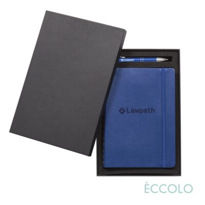 Eccolo® Kabuki Spiral Journal/Clicker Pen Gift Set - (M) 6"x8" Blue-1