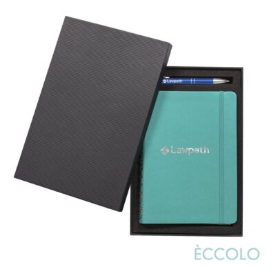 Eccolo® Kabuki Spiral Journal/Clicker Pen Gift Set - (M) 6"x8" Turquoise