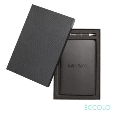 Eccolo® 4 x Single Meeting Journal/Clicker Pen Gift Set - (M) 6"x8" Black
