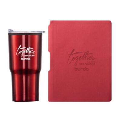 Eccolo® Groove Journal/Bexley Tumbler Gift Set - Red