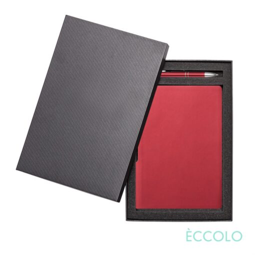 Eccolo® Groove Journal/Clicker Pen Gift Set - (M) Red-2